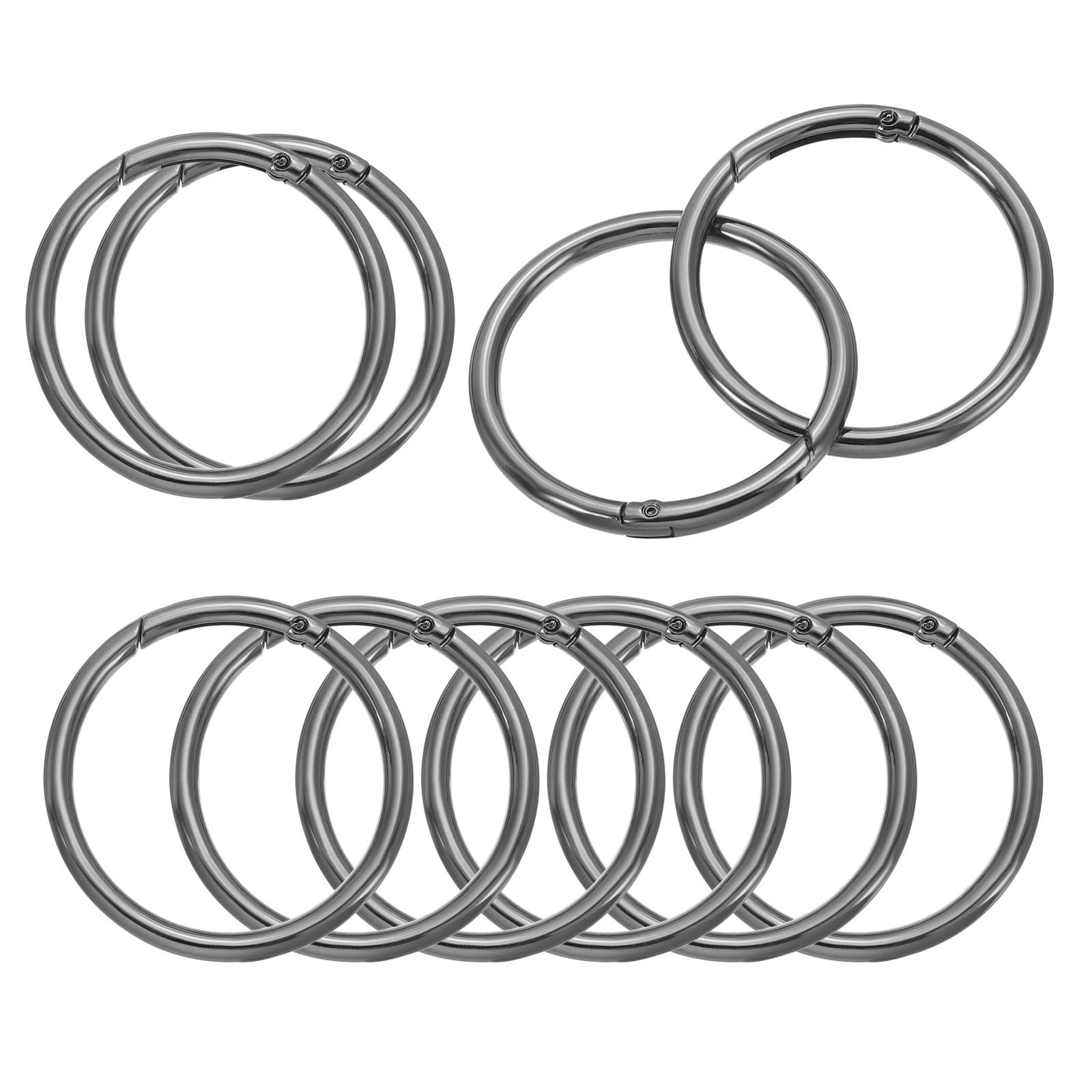 TOP-VIGOR Spring O Ring Clips, 60mm Round Carabiner Ring, Spring Keyring Clip Zinc Alloy Snap Rings for Bags, Keychains, Dog Collars, DIY Crafts & Jewelry Making, 10 Pcs Black