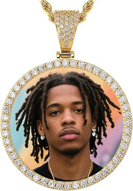 Personalized Photo Zircon Necklace for Men & Women Custom Circle Pendant with Your Picture Inside, Memorial Gift