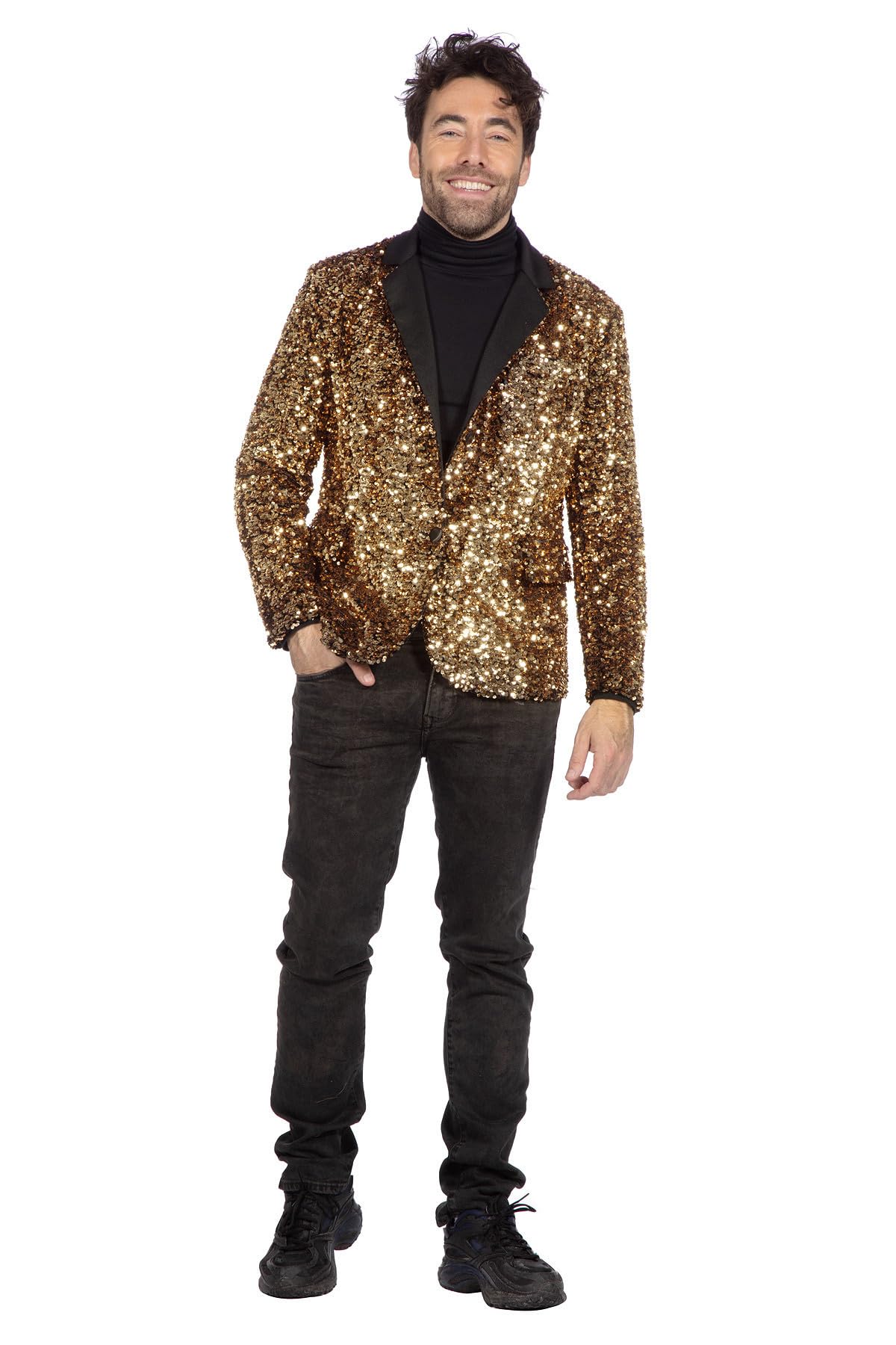 WILBERS & WILBERS 330520 Men's Sequin Jacket, Glitter Blazer with Pockets, Sequin Jacket for Carnival, Festival, New Year's Eve