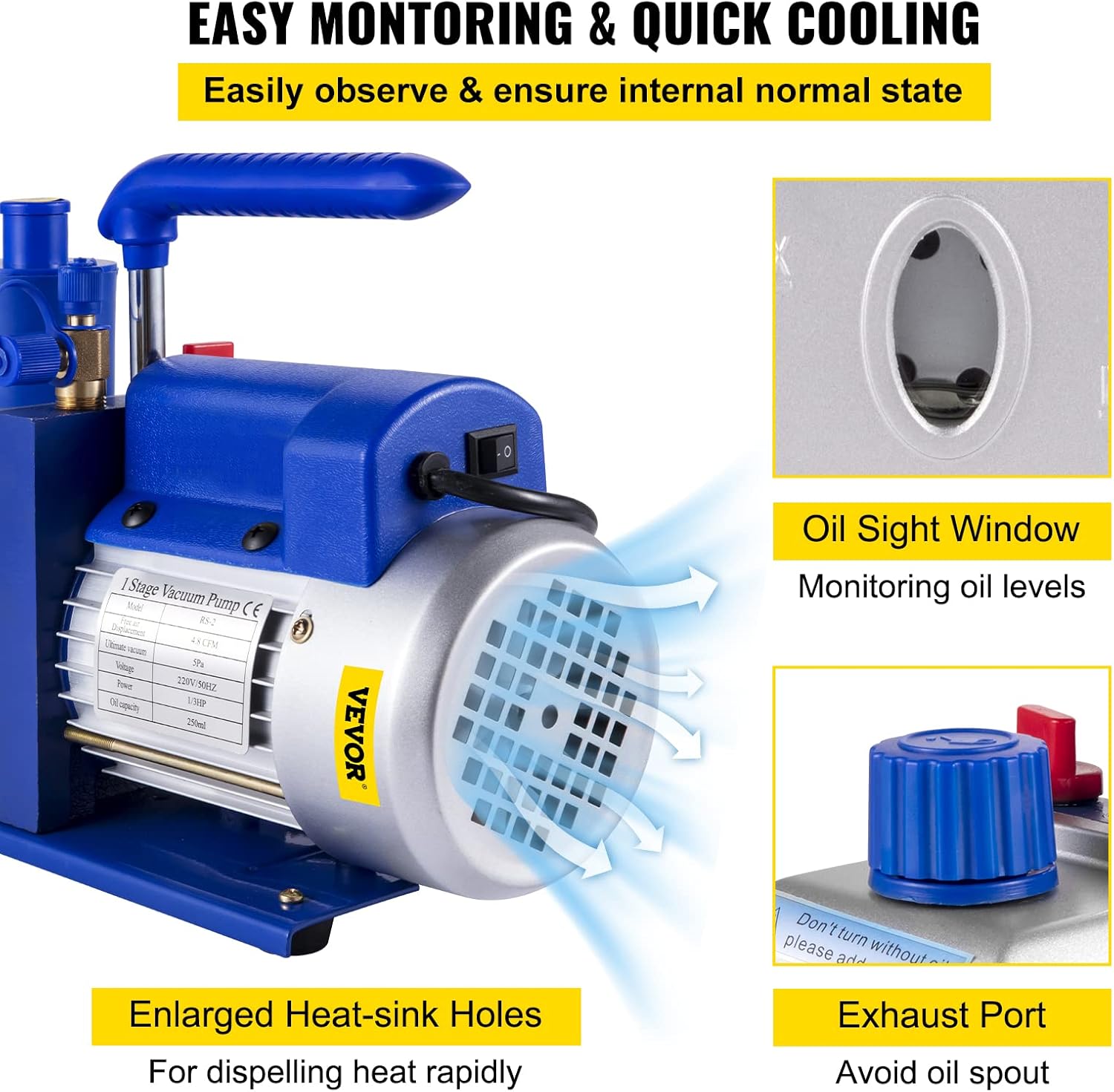 Bestauto Vacuum Pump Kit 4.8CFM 1/3HP Single Stage HVAC A/C Refrigeration Kit 5PA Ultimate Vacuum, Manifold Gauge Set Including Rotary Vane Vacuum Pump for Air Conditioning Systems : Industrial & Scientific