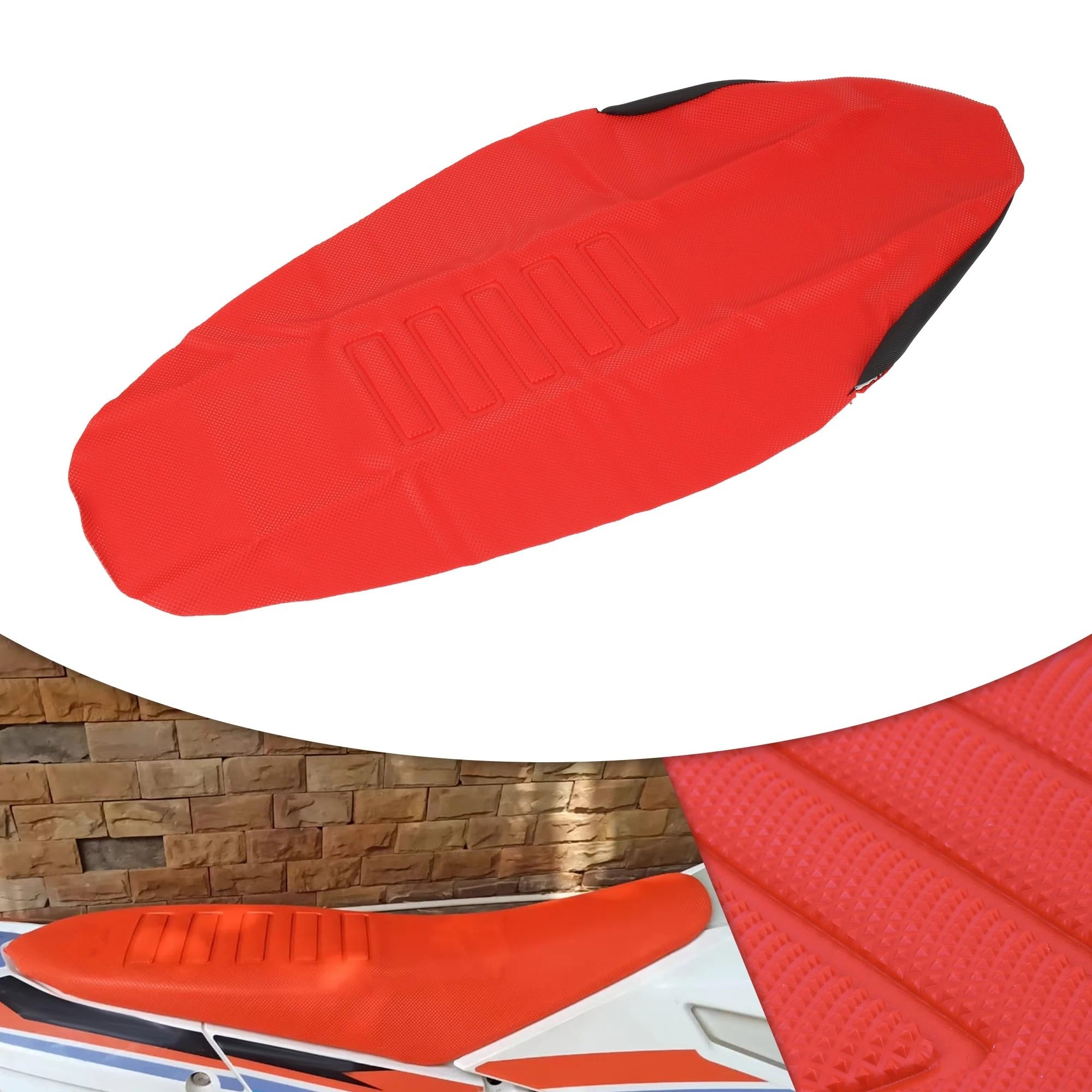 Coprisella per moto Cuscino Coprisedile Per Moto | Cuscino protettivo per coprisedile antiscivolo per moto(Red)