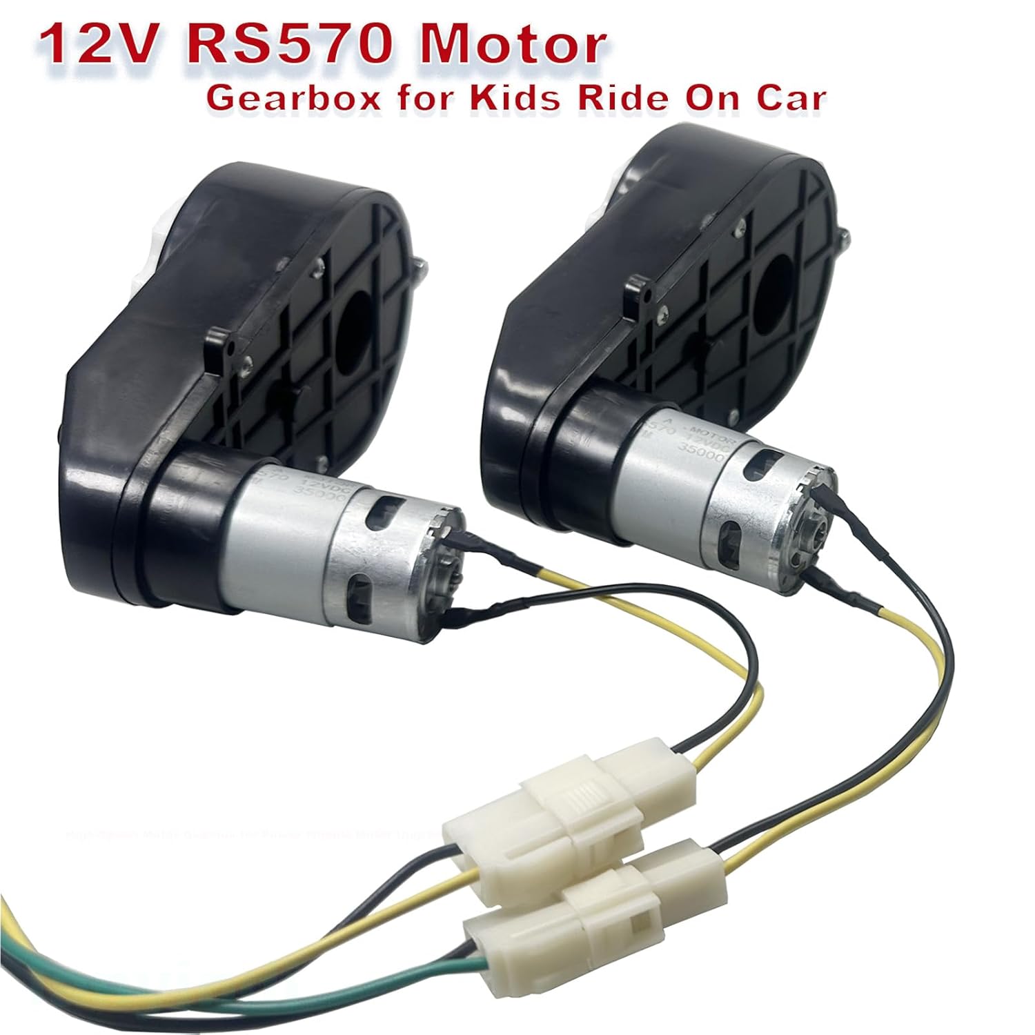 2 Pcs 12V RS570 Gearbox Motor Upgrade for Ride On Toys High Speed Drive Engine Motor Upgrade Gearbox 12 Volt 35000RPM Replacement Parts Compatible with SUV Jeep ATV Tractor
