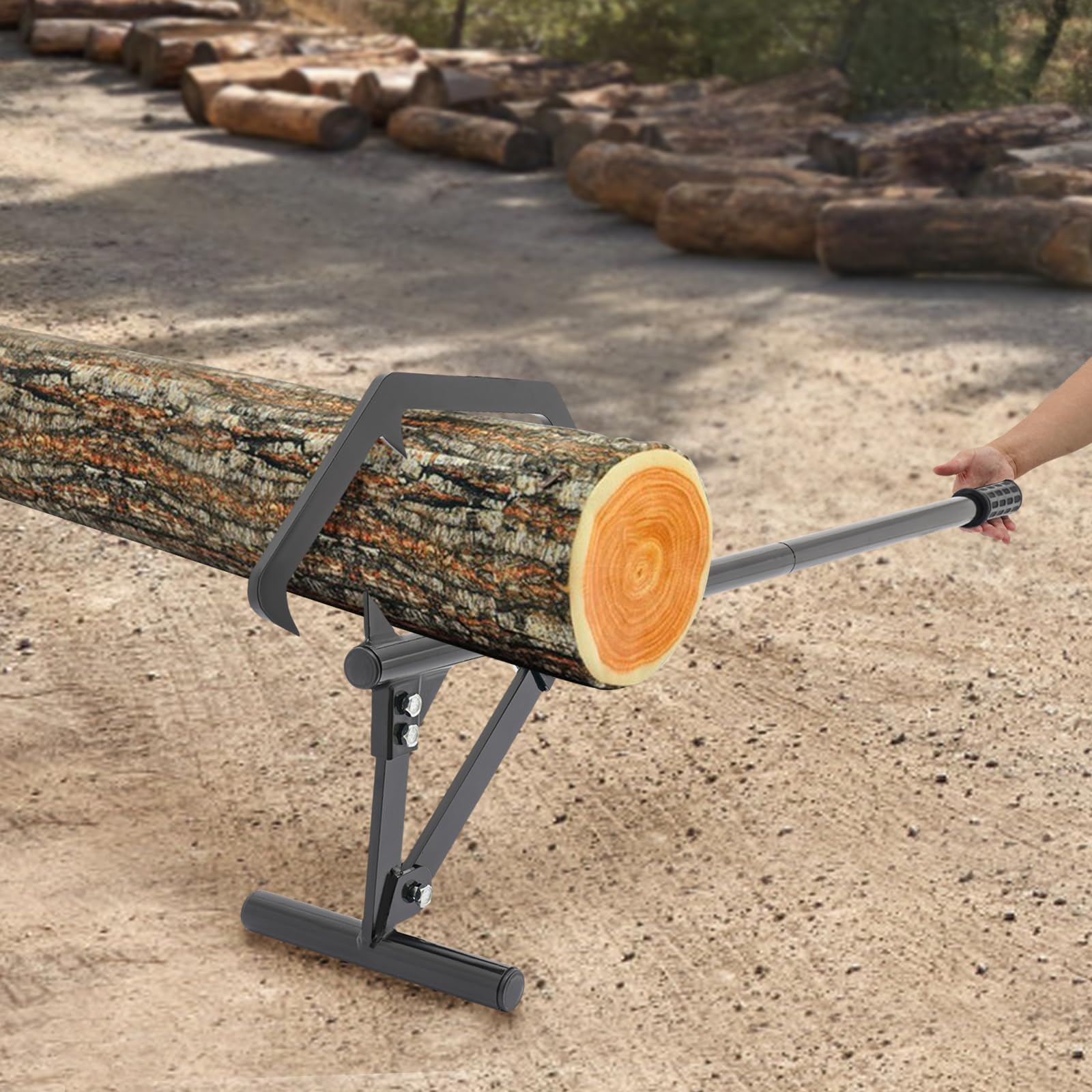 Timberjack Cric à bois, 63,5 cm, réglable, pour bûcheron, rouleau d'abattement, crochet à roulettes, capacité de charge 600 kg, pour rouler et soulever les bûches