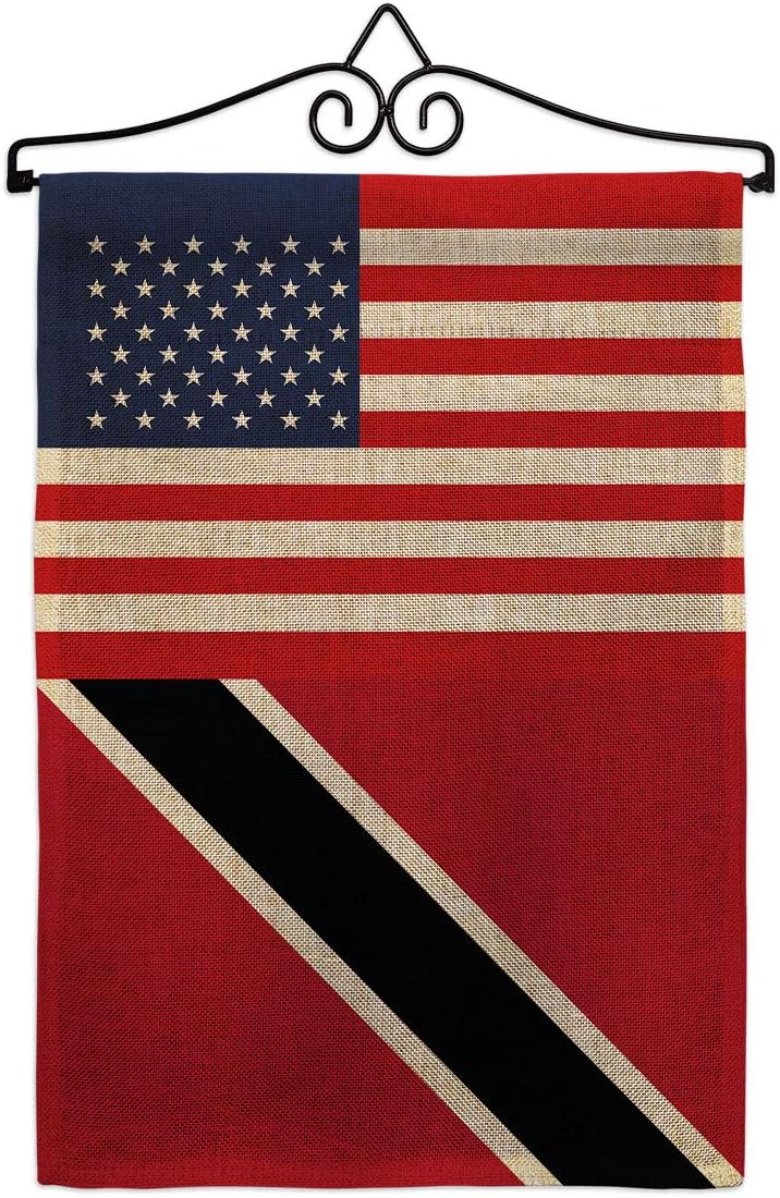 Trinidad and Tobago US Friendship Garden Flag Set Wall Holder Regional USA American Alliance World Country Particular Area Small Decorative Gift Yard House Banner Made In 13 X 18.5