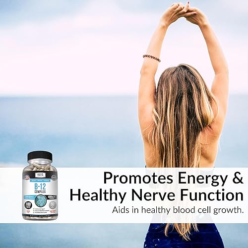 Miniatura 12 de Kaya Naturals Complejo B-12 Suplemento multivitamínico para mujeres y hombres potenciador de energía y metabolismo Vitamina del complejo B