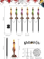 Vista 5 de Decoraciones de Halloween, paquete de 6 estacas de velas iluminadas, con manos de esqueleto, impermeable, funciona con pilas, con temporizador, se