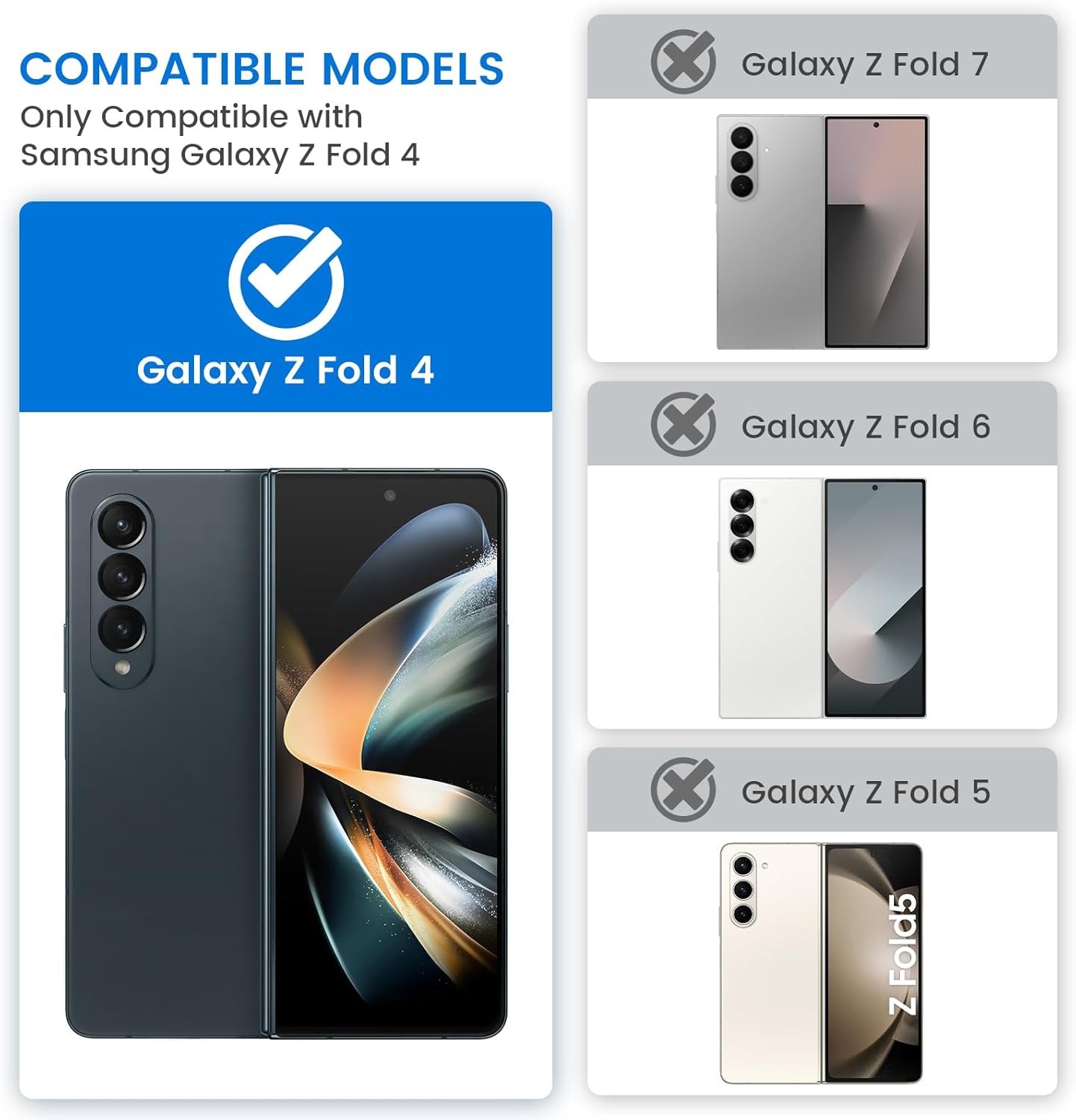 VEGO for Galaxy Z Fold 4 Case, with [S Pen Holder][Hinge Protection][360-degree Rotating Kickstand][Slide Camera Cover][Front HD Screen Protector] Protective Cover for Samsung Z Fold 4 - Black