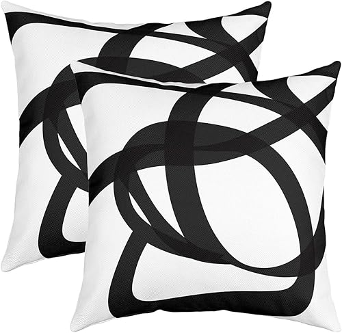 jejeloiu Juego de 2 fundas de almohada en blanco y negro de 20 x 20 pulgadas, fundas de almohada decorativas geométricas suaves para niños, para