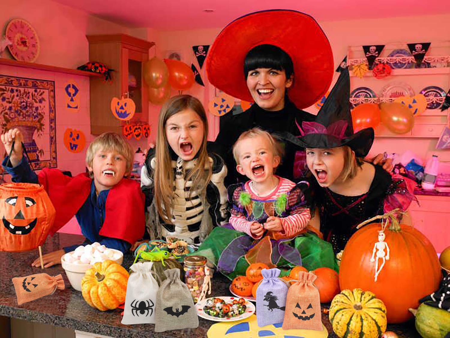 Sacs Cadeaux De Noël 23*22*11 Cm Avec Cordon De Serrage, Lot De 8, 8