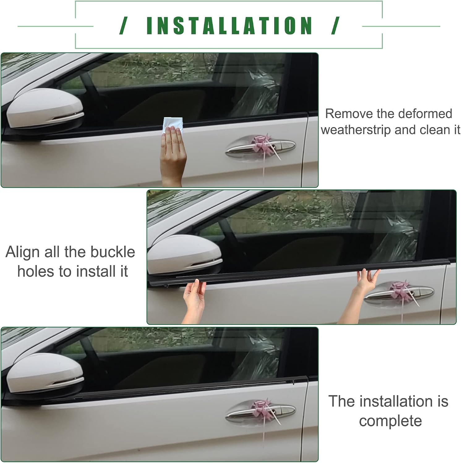 Motoforti Weatherstrip Window Trim Seal Belt, Car Outside Window Seal Belt, for Honda Civic 2006-2011, Rubber, 72450-SNA-A01, Black, 1 Set, Front Rear Left Driver Right Passenger Side