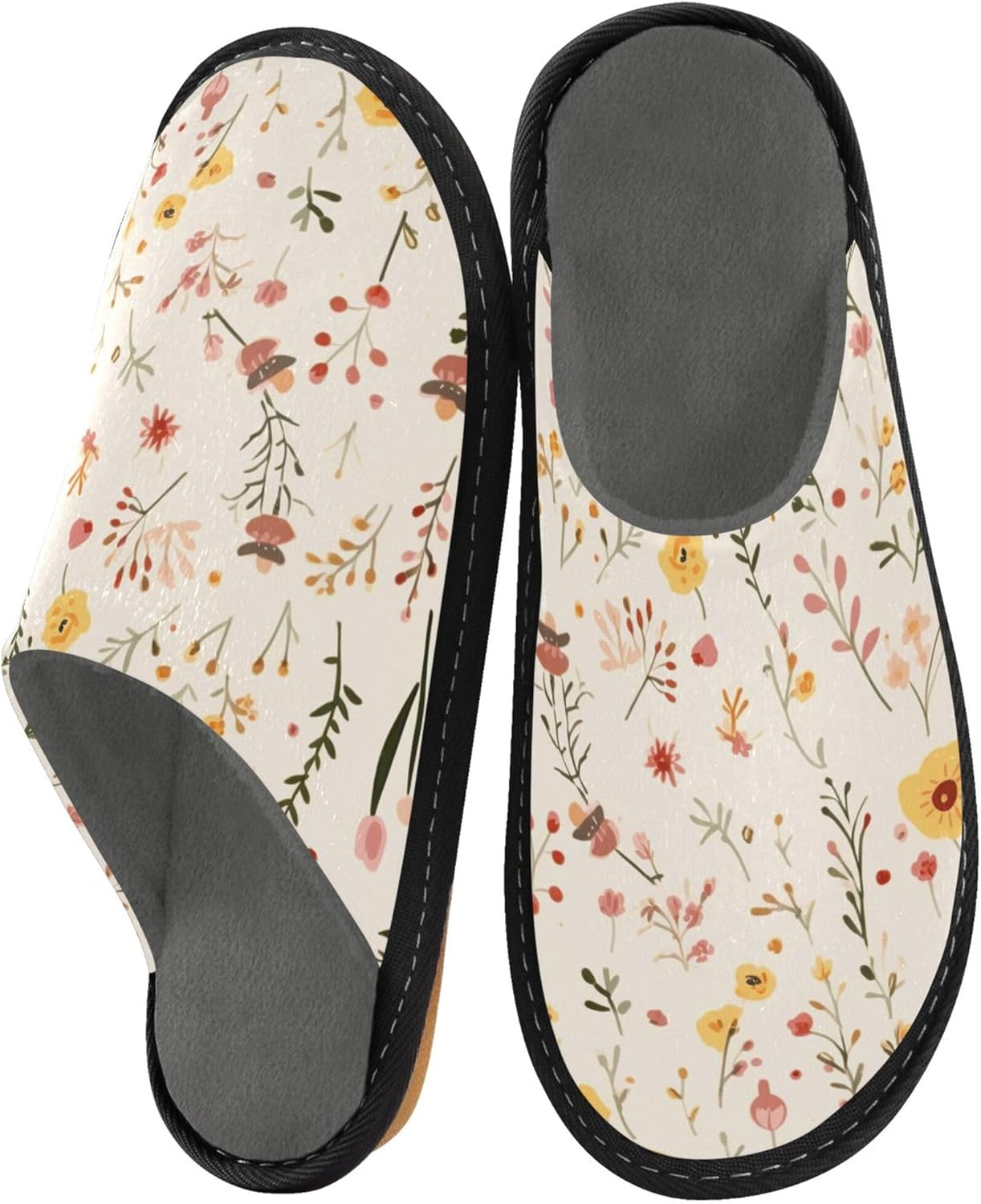 Boho Floral Garden Flower House Slippers – Cozy Fuzzy Slippers for Guests, Washable & Disposable, Perfect for Shoeless Home, Spa & Hotel Use A110525