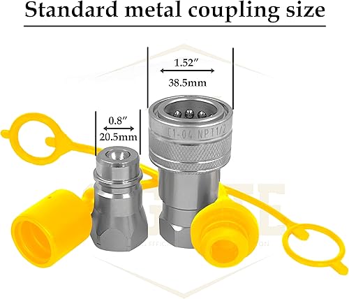 Miniatura 10 de Signite - Juego de 2 tapones de enchufe macho y hembra con acoplador hidráulico de 12, ISO A hidráulico de desconexión rápida, accesorios de enchufe