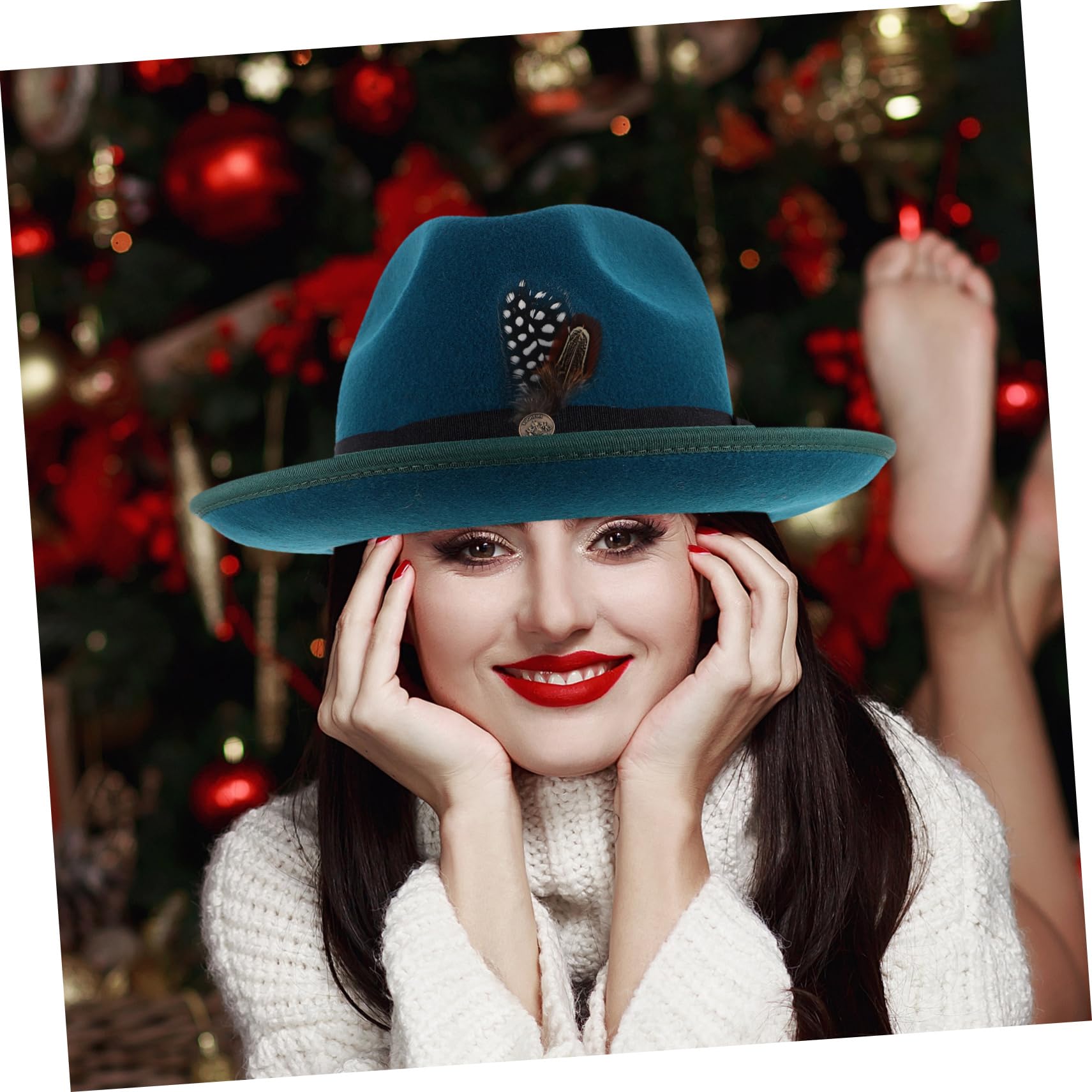 FRCOLOR Sombrero Fedora De Fieltro De Lana Unisex Estilo Occidental Clásico ala Ancha Ideal para Fiestas y Eventos