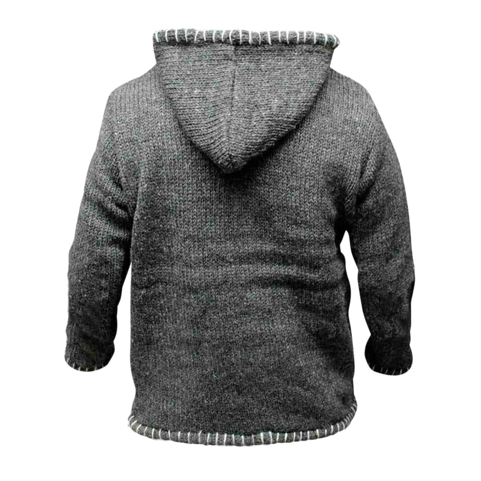 Sudadera con capucha para hombre, con cremallera cruzada, forro polar, estilo bohemio, hippie, chaqueta de lana, manga larga, mezcla de lana, hippy, otoño e invierno, talla grande, casual, ligera