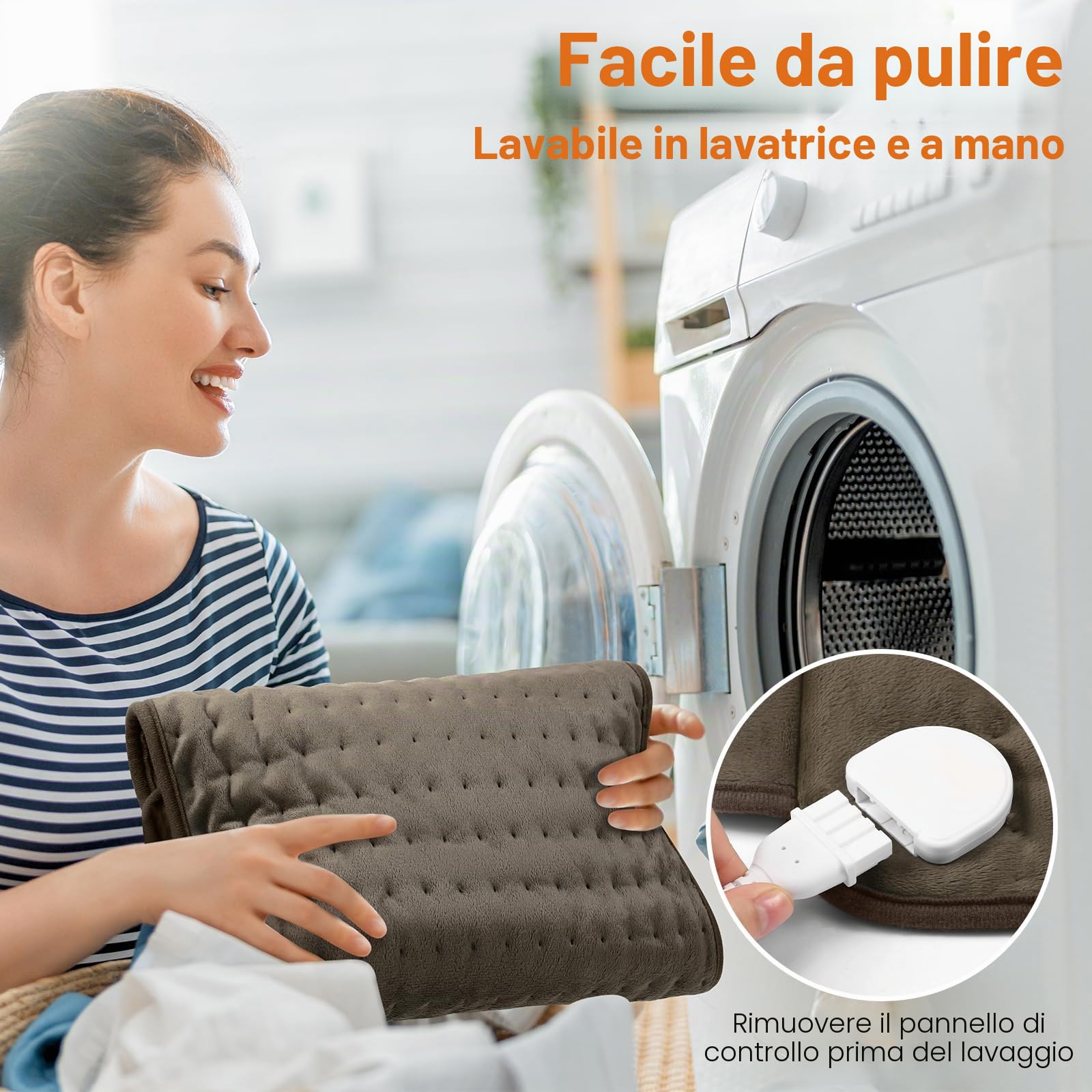 Termoforo Elettrico OneAmg 126 x 30 cmTermoforo Lombare con 6 Livelli di Temperatura e Spegnimento Automatico Riscaldamento Rapido Lavabile Cuscino Termico Elettrico Per Schiena Spalle Addome Altezza