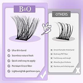 Lash Clusters B05 D Curl 8-16mm DIY Eyelash Extensions 72 Clusters Lashes B&Qaugen Fluffy Individual Lashes Cluster DIY at Home (B05,8-16MIX)