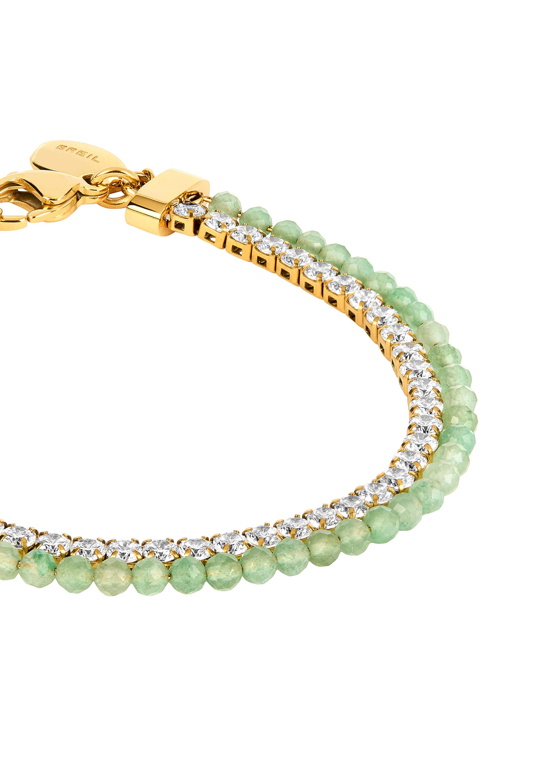 Breil, Collezione Gem, Bracciale Tennis Donna, Bracciale con Due Catene in Acciaio Lucido, Cubic Zirconia e Perline, Chiusura a Gancio, Lunghezza Regolabile 15-21 cm, Idea Regalo Donna