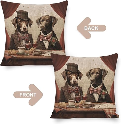 Miniatura 3 de MaSiledy Funda de almohada de laboratorios de perros para Navidad, funda de almohada de granja a cuadros rojos, para vacaciones de invierno, al aire