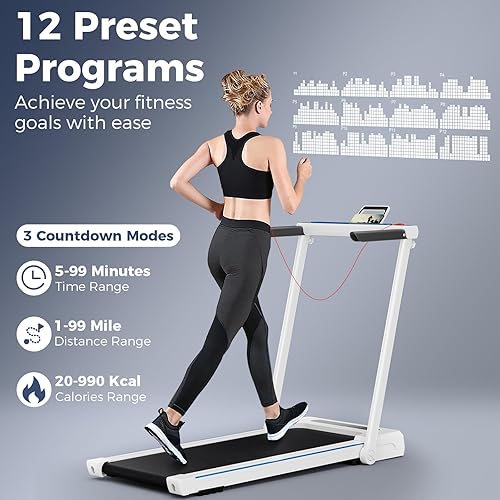 Miniatura 8 de GYMAX Cinta de correr con escritorio, caminadora 3 en 1 para debajo del escritorio, almohadilla para caminar con escritorio extraíble, monitor LED,