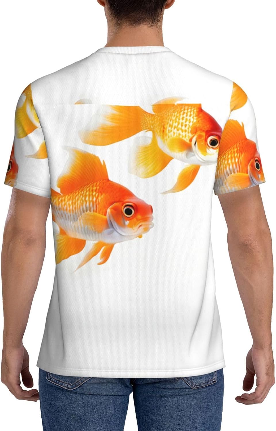 Cute Goldfishes Rugby Football Jersey for Men, Comfortable V-Neck Loose Fit Top for Team Sports Athletics