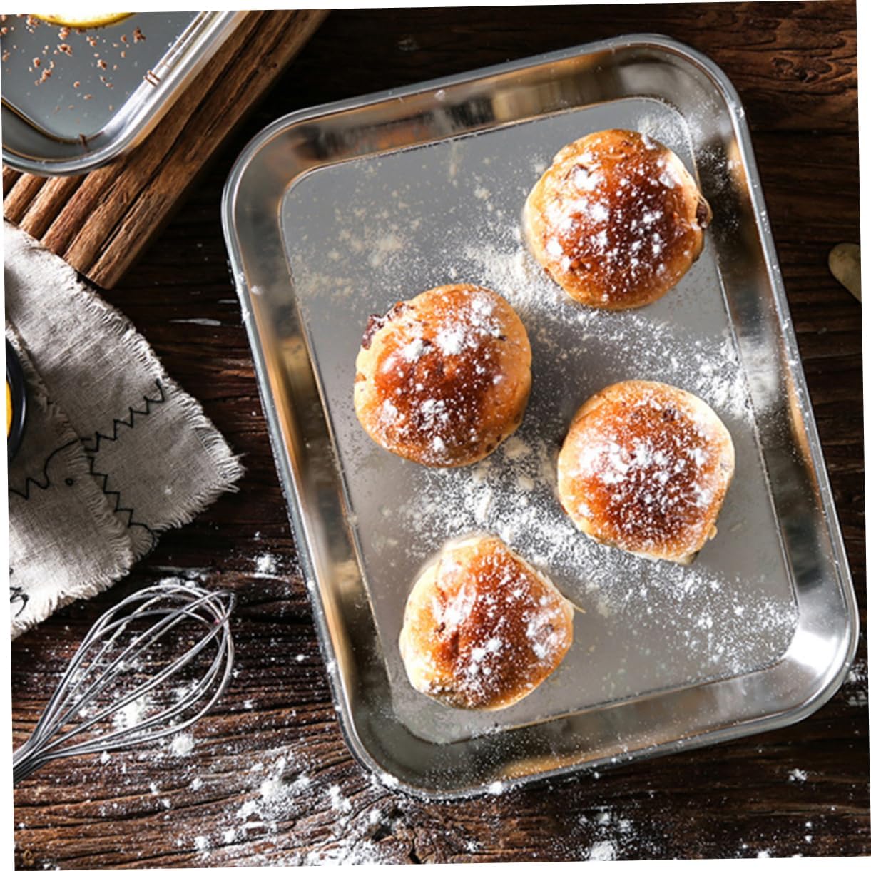 3pcs Stainless Steel Baking Tray Oven Baking Sheet Lightweight Bbq Appetizer Plates for Cookies Roasts More Dishwasher Safe