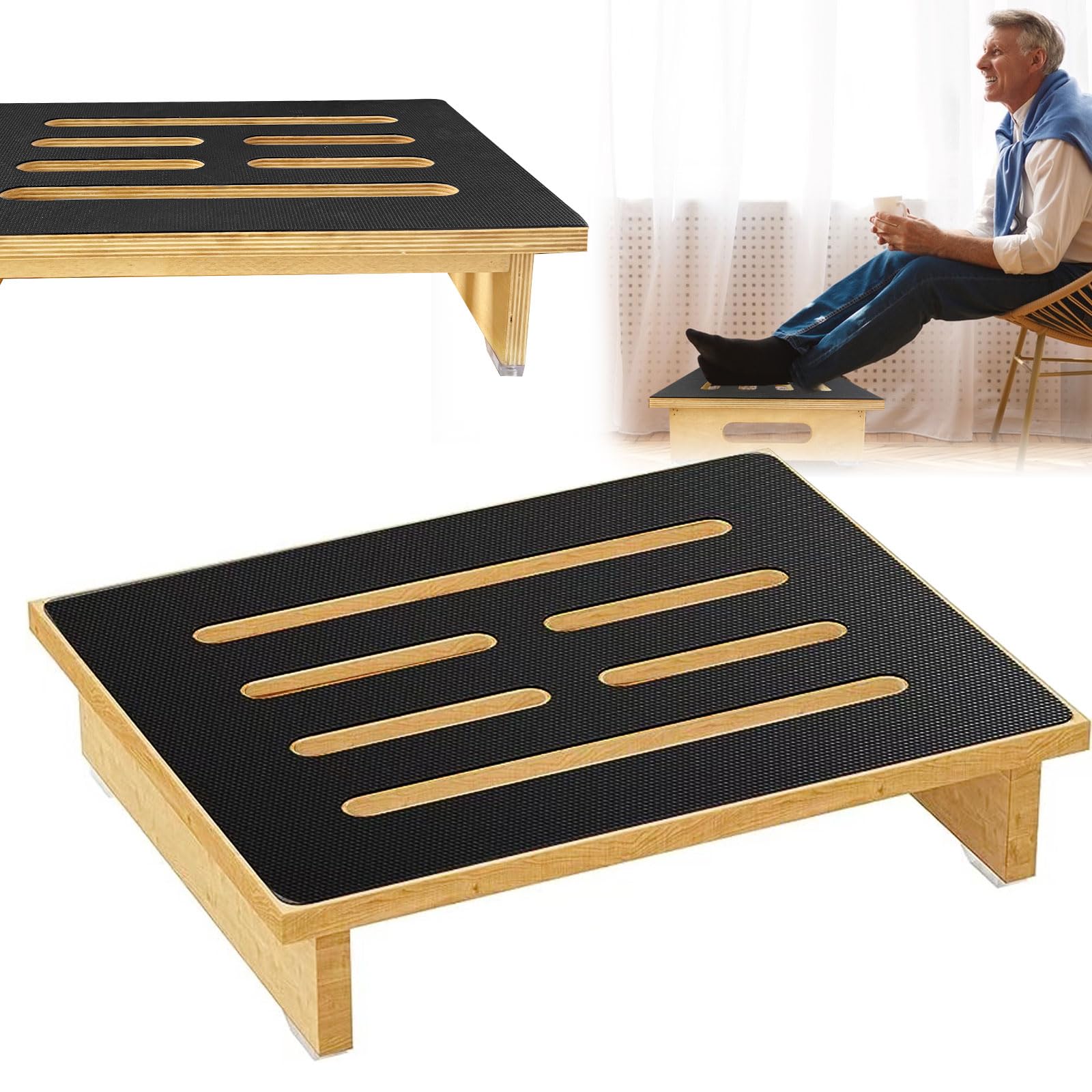 Marchepied Bois 40x32x10,5 Cm Avec Surface Antidérapante - Rehausseur Portable Pour Enfants Et Personnes Âgées