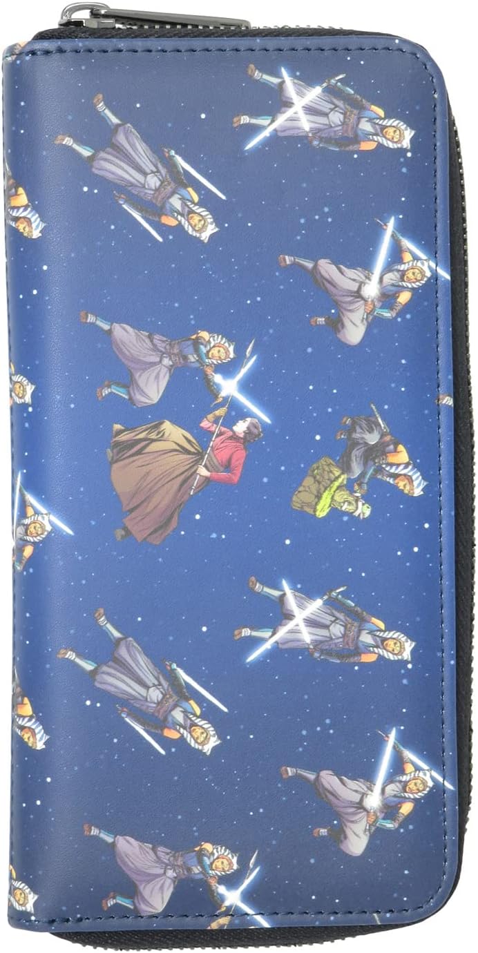 Loungefly Disney Star Wars Ahsoka Tano and Grogu The Mandalorian Allover Print Zip Around Wallet - Image 2