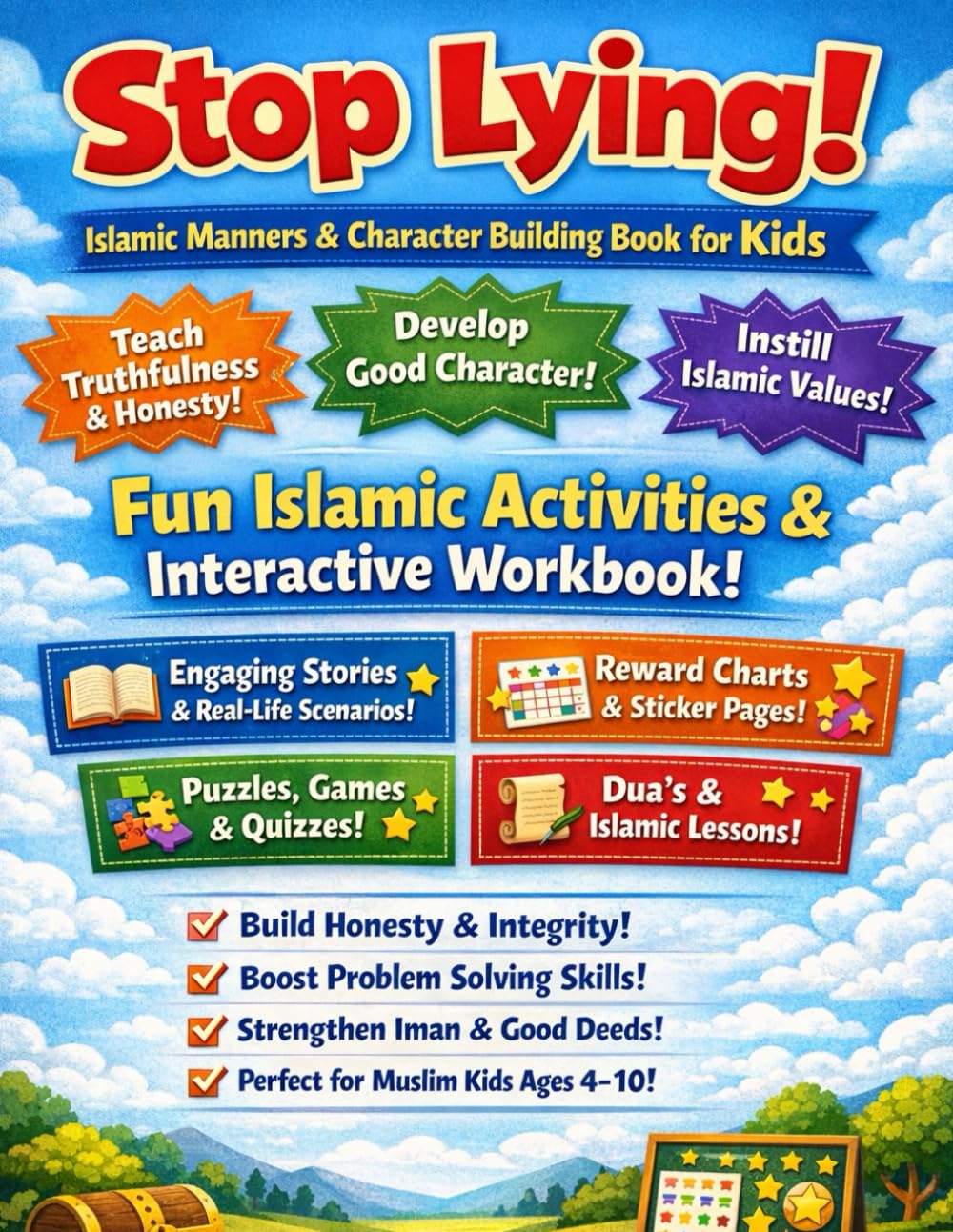 Stop Lying! – Islamic Manners & Character Building Book for Kids: Fun Islamic Activities, Reward Charts & Real-Life Lessons to Teach Truthfulness, ... Workbook for Muslim Kids Ages 4–10