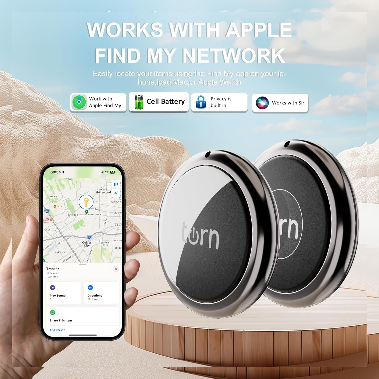 Tracker Air Tag 2 Pack Pair Apple Find My (iOS Only) Smart Bluetooth Finder Airtag Tracker for Key Luggage Dog Pet Wallet Backpack (White Black & Black)