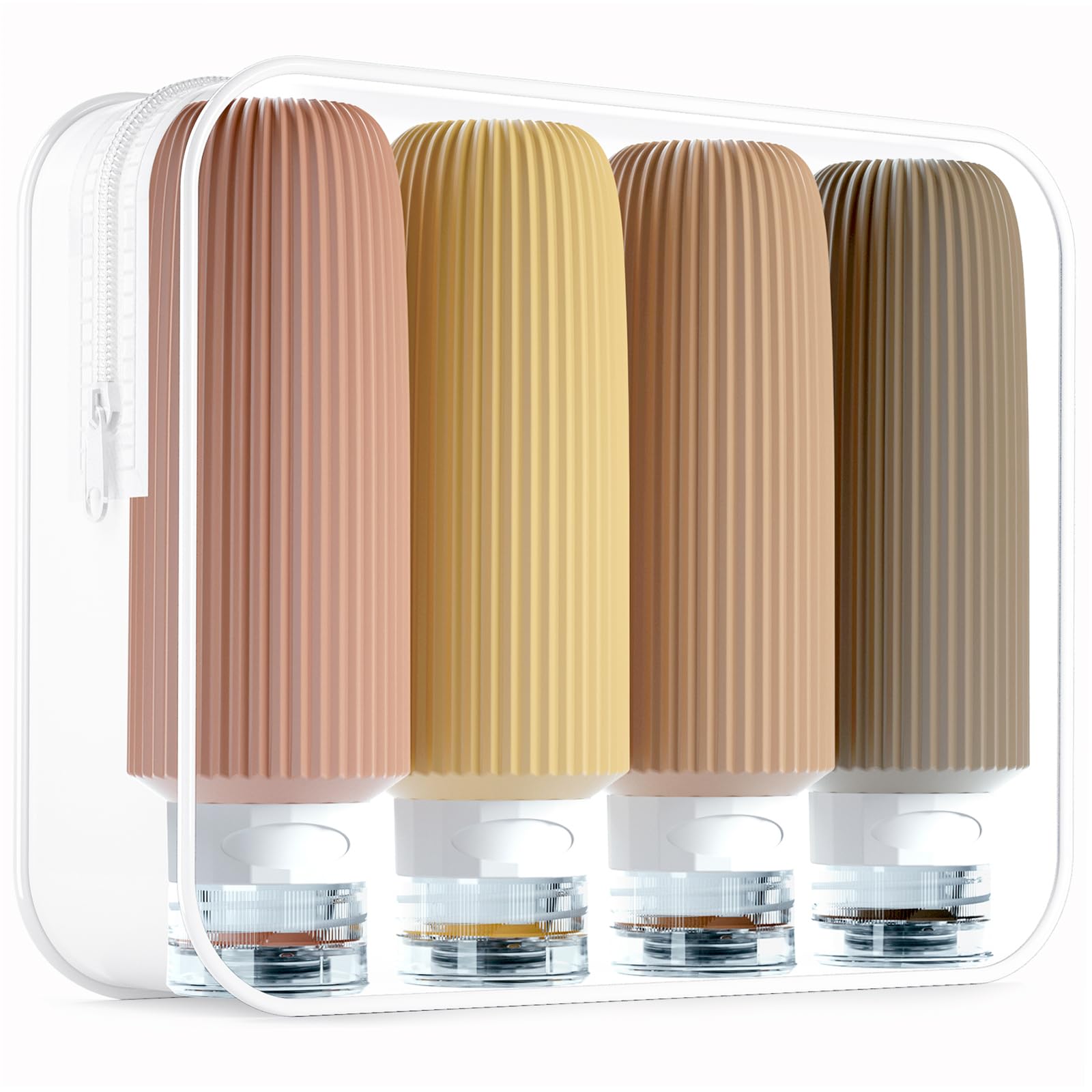 MrsdryTravel Bottles for Toiletries, Large 6oz Travel Size Containers, BPA Free Leak Proof Tubs Refillable Liquid Accessories with Toiletry Bag for Cometic Shampoo and Lotion Soap (4 Pack)