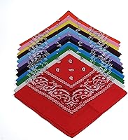 Vista 6 de 12 bandanas 22 x 22 in 100 % algodón, novedad, de cachemira, de impresión de doble, cowboy, bufanda, bandana, banda para la cabeza, pañuelos
