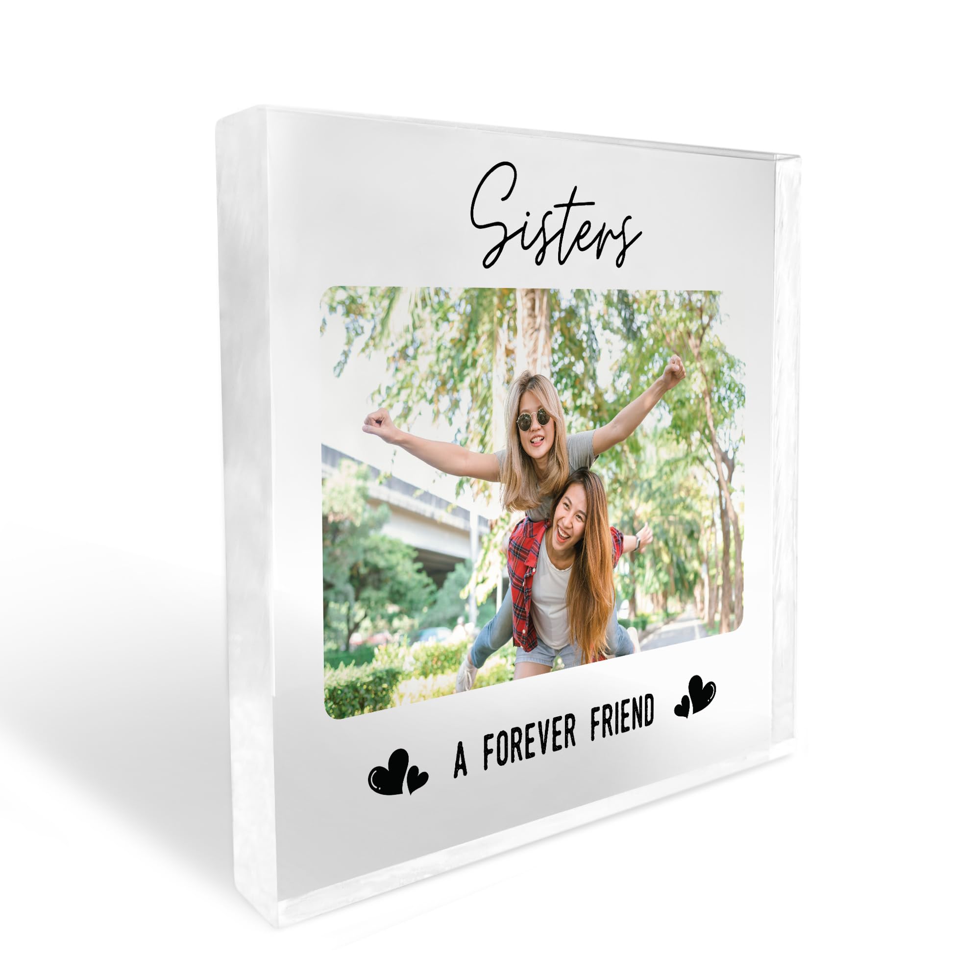 RED OCEAN Gift For Sister Personalised Photo Block Friendship Gift Sister Christmas Birthday Gift For Her Keepsake