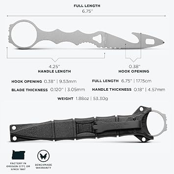 Benchmade - SOCP 179 Rescue Tool with Black Sheath, Hook, Oxygen Wrench, and Carbide Glass Breaker (179GRY)