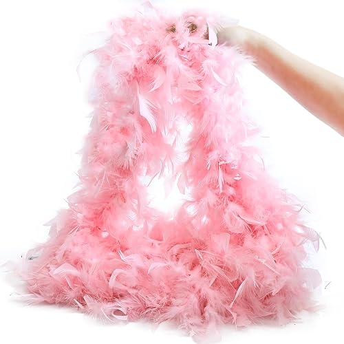 Miniatura 4 de FeelfunFeather Boa de plumas de pavo de 2 yardas para manualidades, boda, fiesta, baile, Halloween, Navidad, disfraz para decoración del hogar