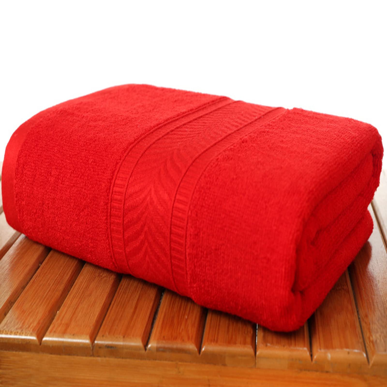 GTHTUHFD Egyptian Cotton Bath Towel 70X140Cm Bamboo Fiber Soft Face Towel Set Thick Color Herringbone Bamboo Fiber Adult Bath Towel,Red-70 * 140cm