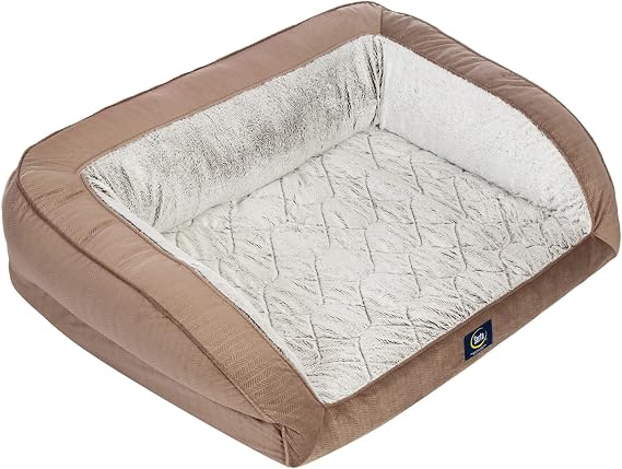 Serta Orthopedic Quilted Couch Dog Bed for Pets Chocolate Brown (Small)