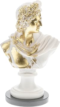 Apollo Bust White-Gold Statue for Home Decor Accessories Handmade White-Gold Apollo Greek Statue Head Authentic Greek God Statue Ornaments for Living Room or Garden, L