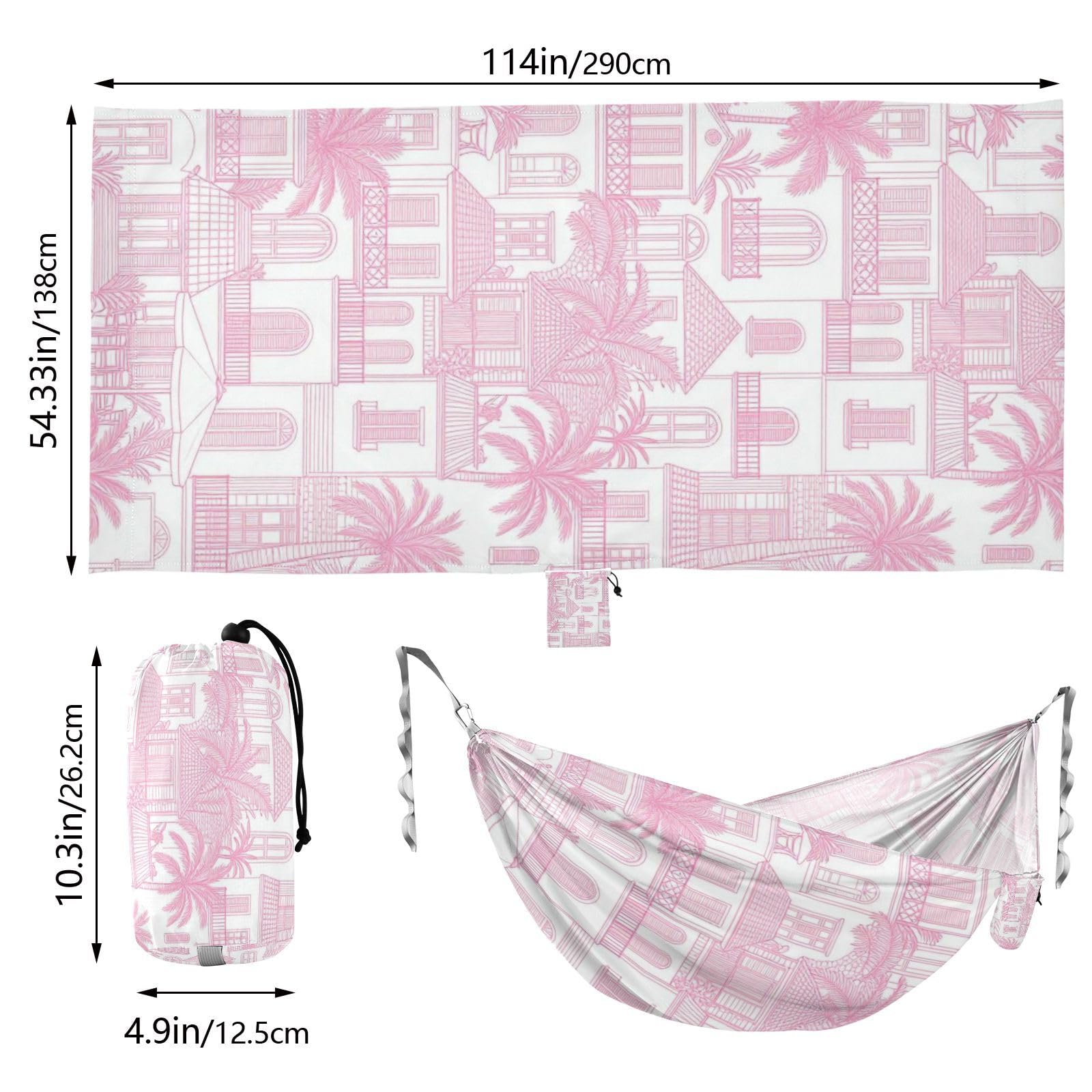 Hamacas para exteriores Coastal Town Beach House con bolsa de transporte portátil | Hamaca de cuerda colgante para patio exterior, patio trasero junto a la piscina