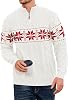Makkrom Mens Ugly Christmas Sweater Quarter Zip Pullover Long Sleeve Snowflake Mock Neck Soft Knitted Sweaters