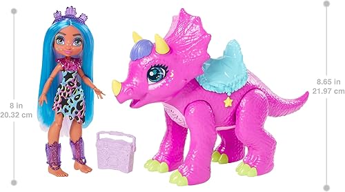 Miniatura 5 de Cave Club Tella Doll and Partyceratops - Juego de dinosaurio con sonidos y música, silla de montar y accesorios, regalo para niños de 4 años en