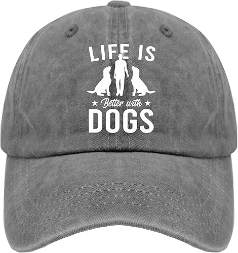 Gorra de béisbol Life is Better with Dogs Gorra de béisbol para hombre, gorra de béisbol vintage ajustable para papá