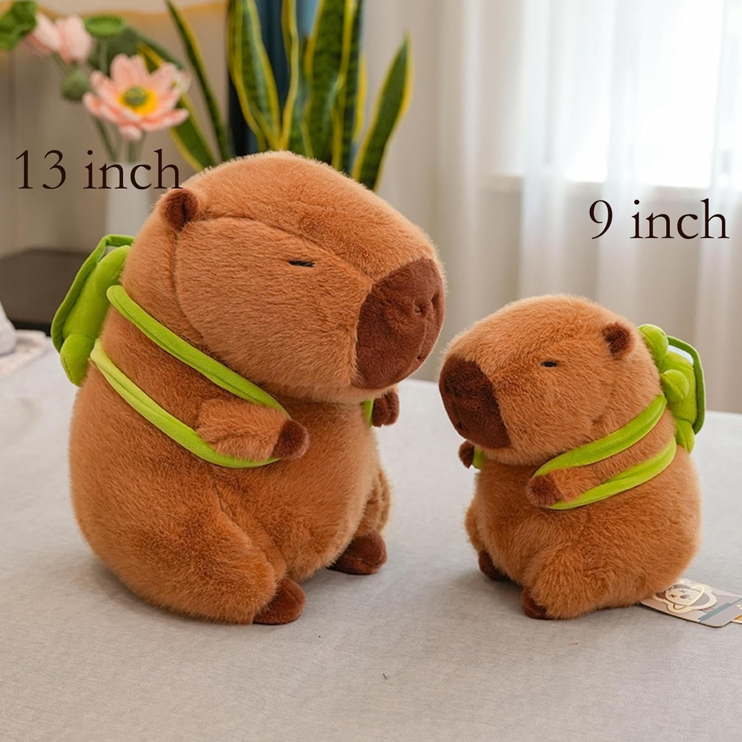 Capybara Plush with Turtle Backpack 9 inch Cute Capibara Stuffed Animal Ultra Soft Plushies Toys Kawaii Gifts for Kids Brown - Image 2