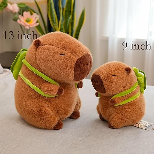 Miniatura 2 de Capybara - Peluche con mochila de tortuga de 9 pulgadas, lindo animal de peluche Capibara ultra suave, juguetes Kawaii regalos para niños, marrón