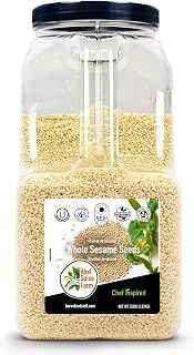 Ābel Spice Farm Hulled Sesame Seeds 5lb Bulk - Premium Kosher Non-GMO Natural Seeds for Baking Cooking Garnishing