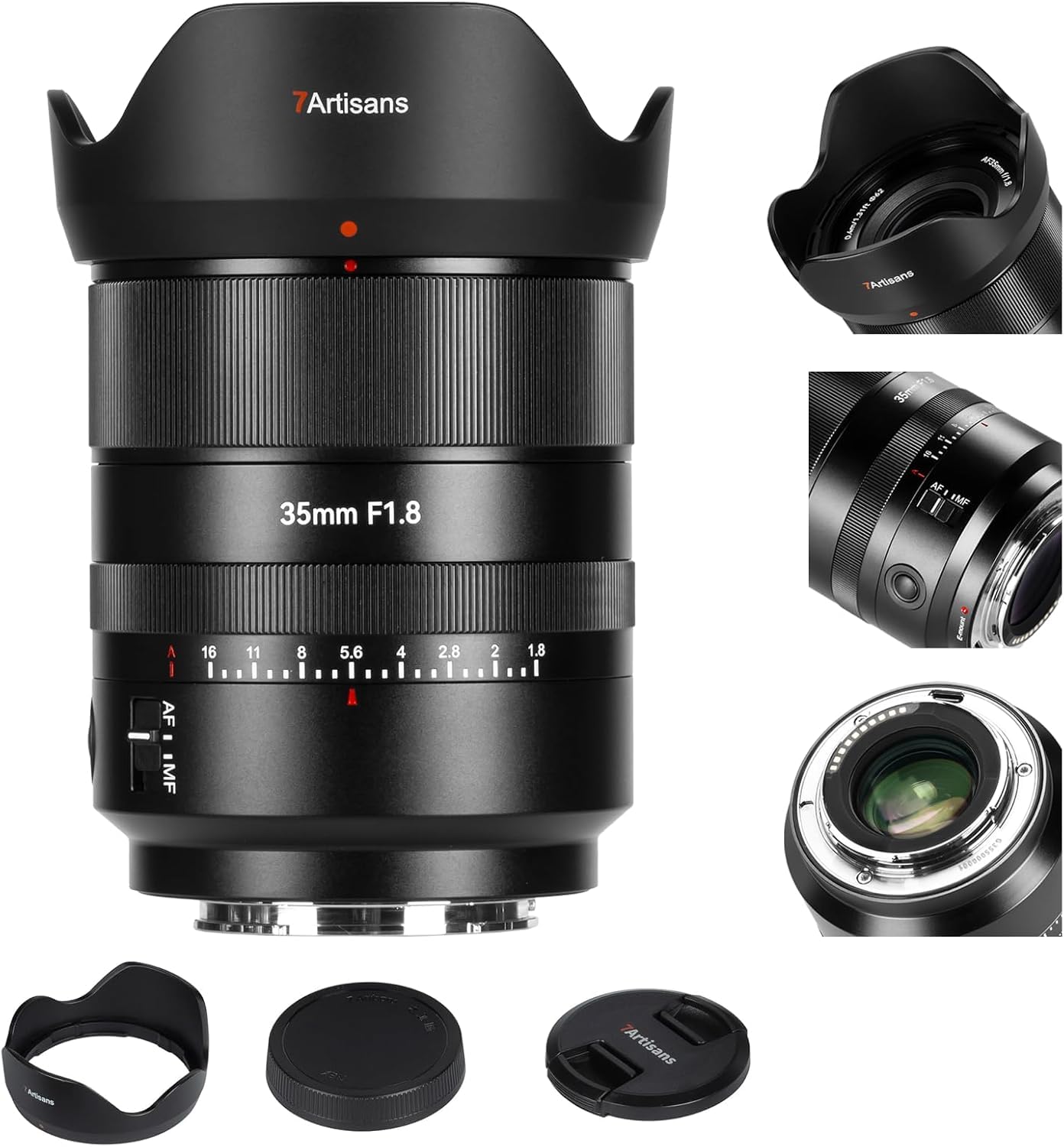 7artisans AF 35mm F1.8 Vollformat-Kameraobjektiv, kompatibel mit Nikon Z-Mount, große Blende, Prime, STM Gesichts-/Augen-Autofokus, für Nikon DSLR-Kameras (schwarz)