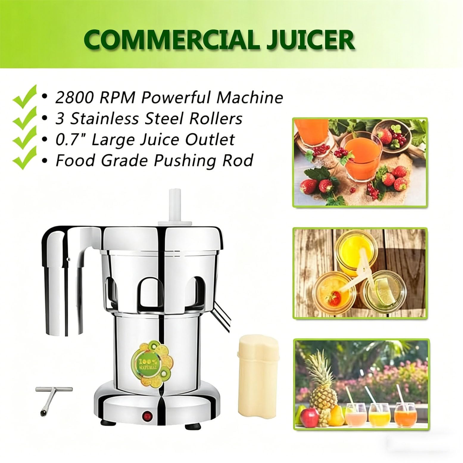 Estrattore di Succo Commerciale per Spremiagrumi Centrifugo per Impieghi Pesanti, Spremiagrumi Elettrico da 370 W, Sia Frutta Che Verdura,25X40X35cm