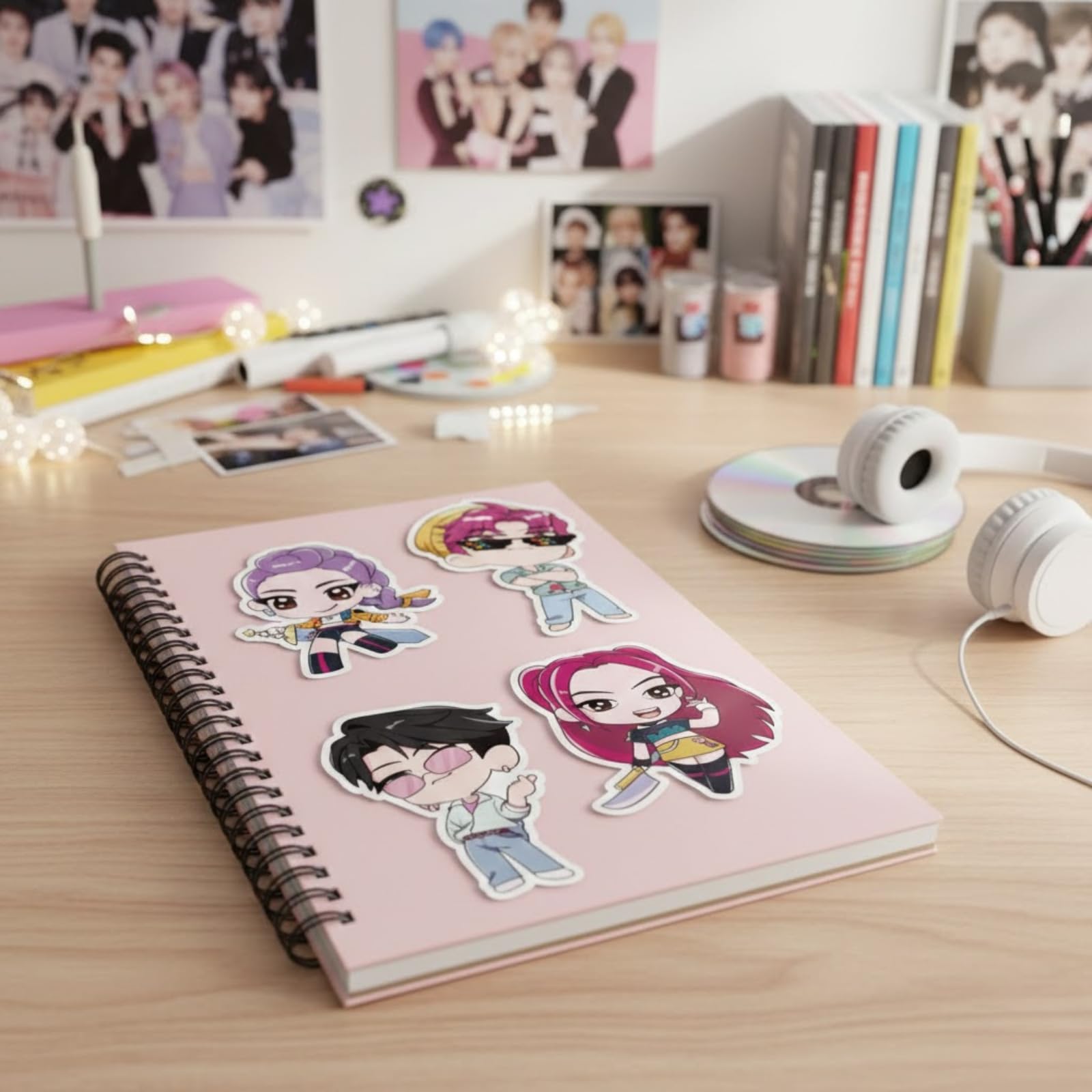 24Pcs Kpop Make a Face Stickers for Kids, 8 Designs DIY Mix and Match Korean Hunters Anime Stickers, Create Your Own Character Vinyl Decals for Birthday Party Favors, Goodie Bag Fillers, Gifts — view 6