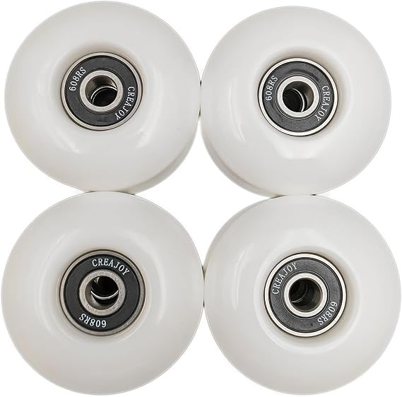 Skateboard Wheels, 52mm 95a, Set of 4 with Pro Bearings