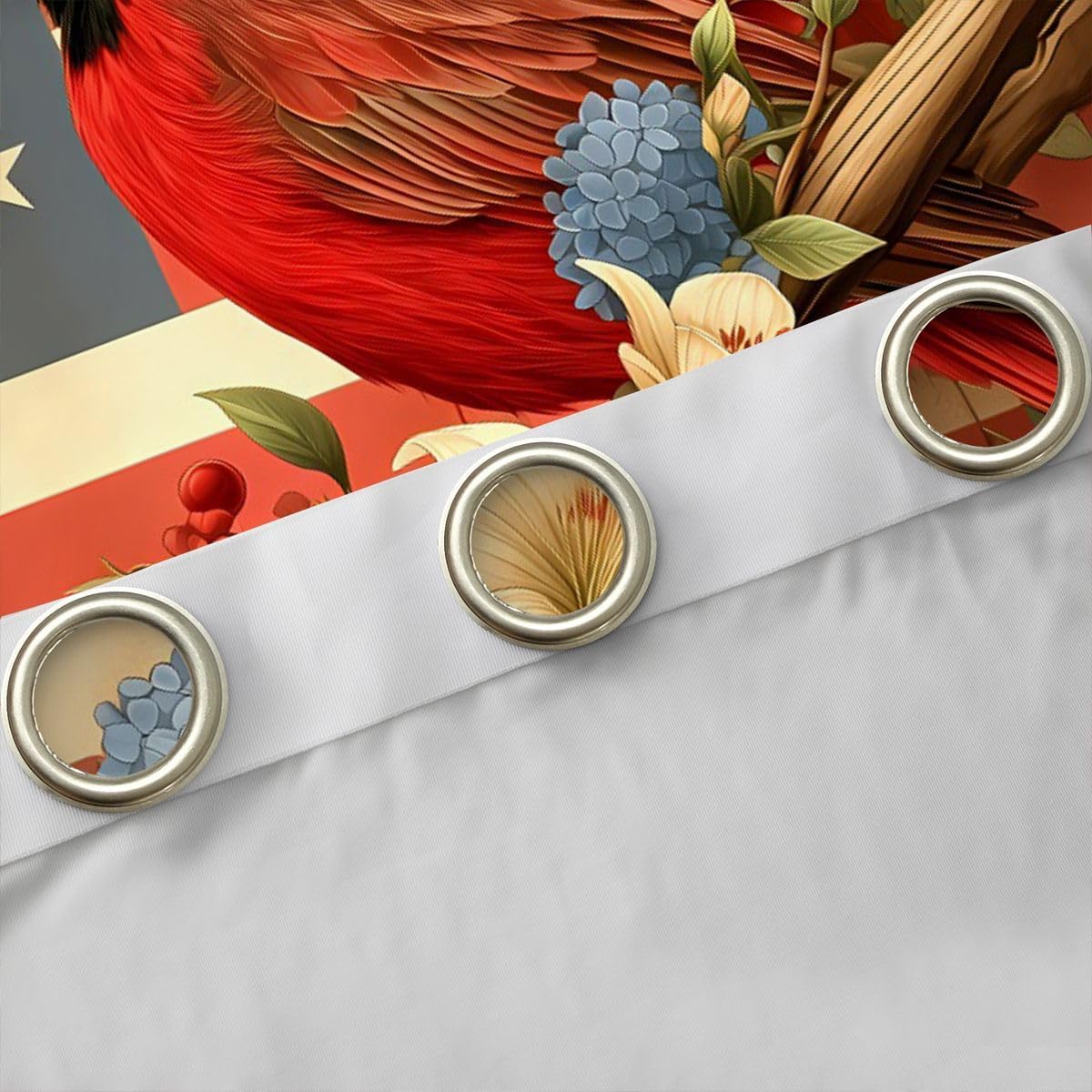 Castle Fairy American Flag Blackout Curtains Northern Cardinal Rose Window Drapes Kids Teens Patriotic Vintage Floral Window Treatments Grommet Top 2 Panel Set Curtains,52Wx96L Inch Blue Red