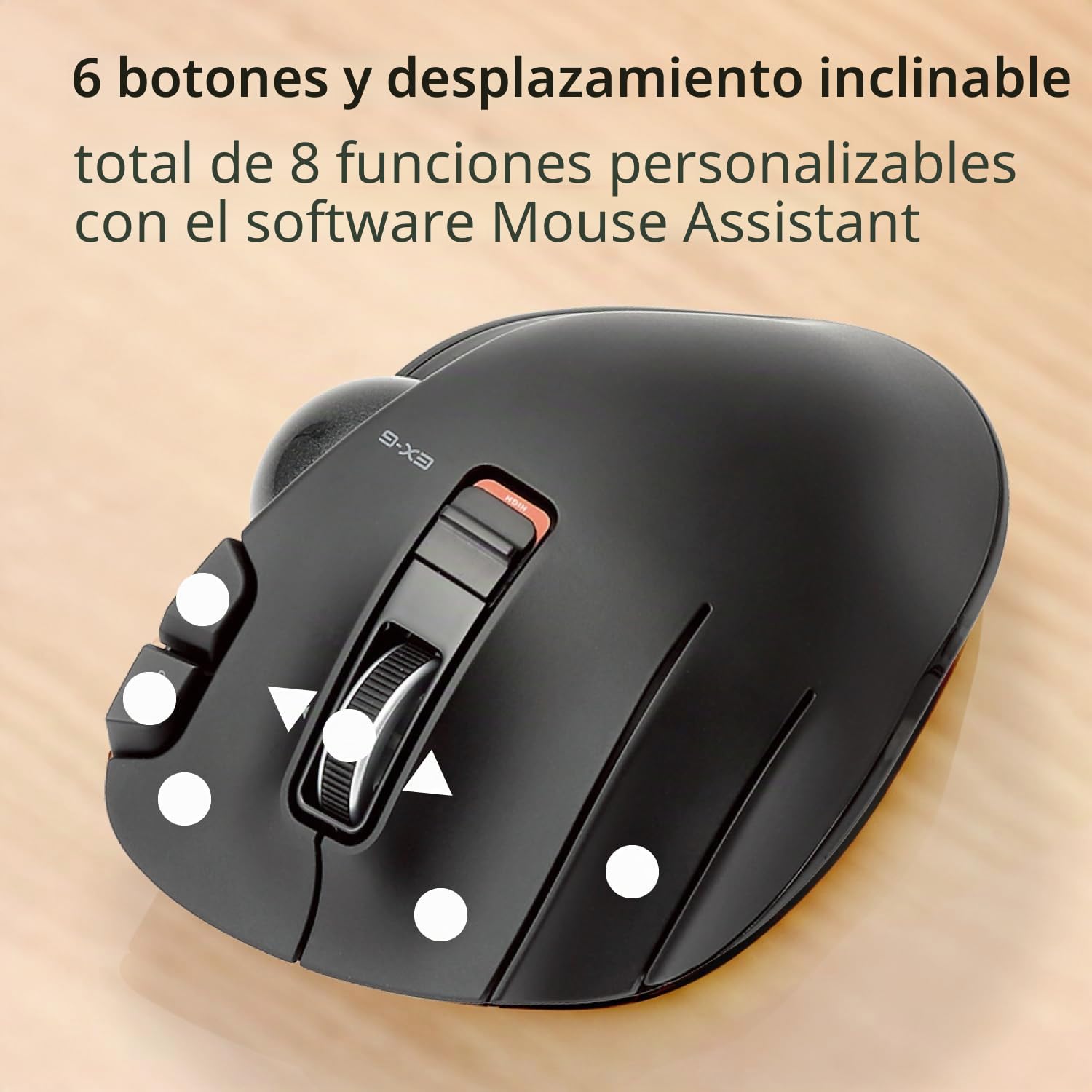 ELECOM-Japan Brand- Wireless Trackball Mouse for Left Hand, Thumb Operated Model, Ergonomic Grip, Tilt Function, 6 Buttons, Black/M-XT4DRBK